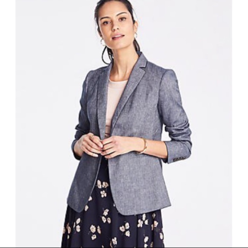 ANN TAYLOR Blue Chambray Denim Spring Summer Blazer-NWT!